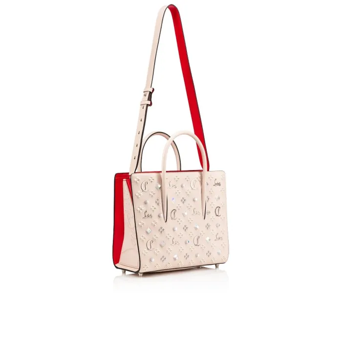 Women Paloma Medium Top Handle Bag 8211 Grained Calf Leather And Spikes Loubinthesky 8211 Leche Christian Louboutin Shoulder Bags
