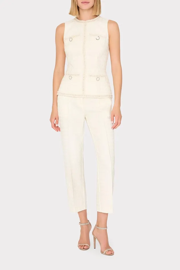 Women Pants Milly Betsy Boucle Pant Ecru