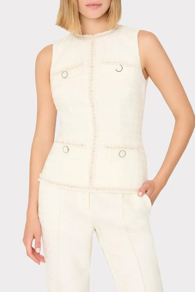 Women Pants Milly Betsy Boucle Pant Ecru