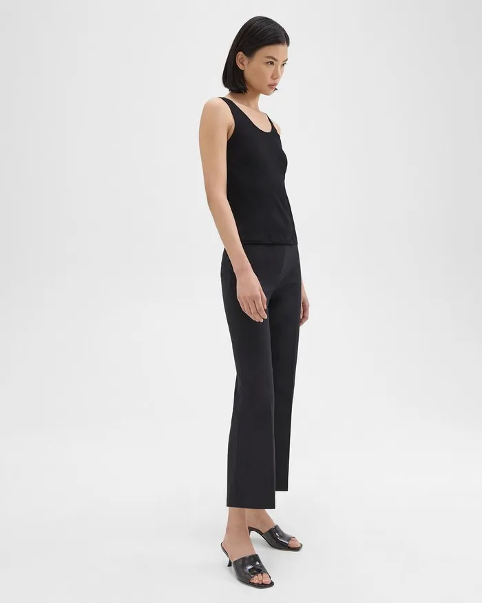 Women Pants Theory Cropped Kick Pant In Stretch CottonBlend Black