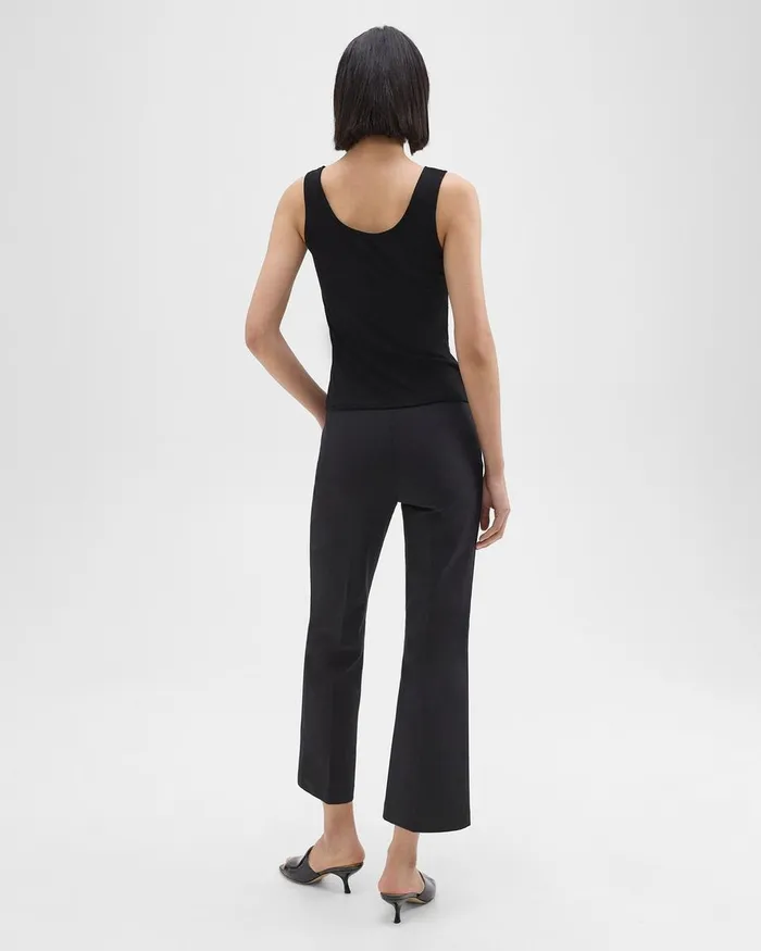 Women Pants Theory Cropped Kick Pant In Stretch CottonBlend Black