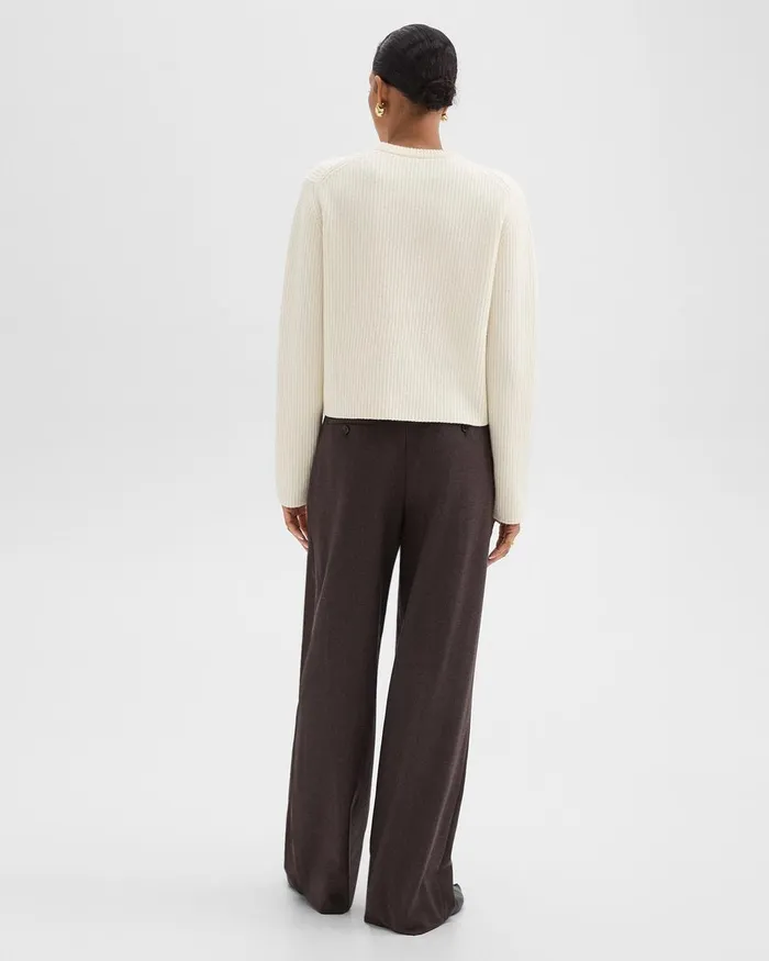 Women Pants Theory Double Pleat Pant In Sleek Flannel Hickory Melange