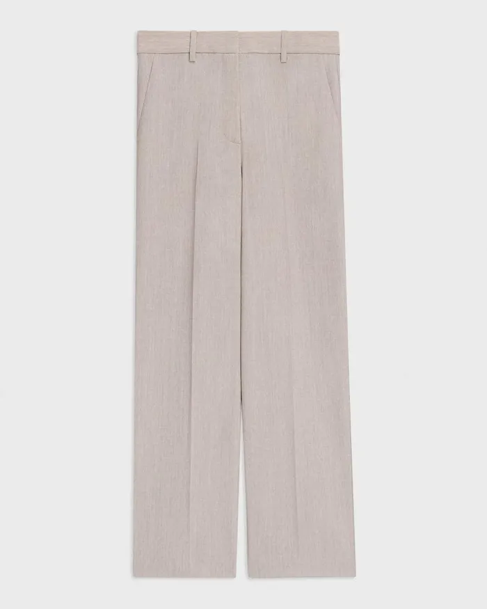 Women Pants Theory HighWaist StraightLeg Pant In Good Wool Sand Melange