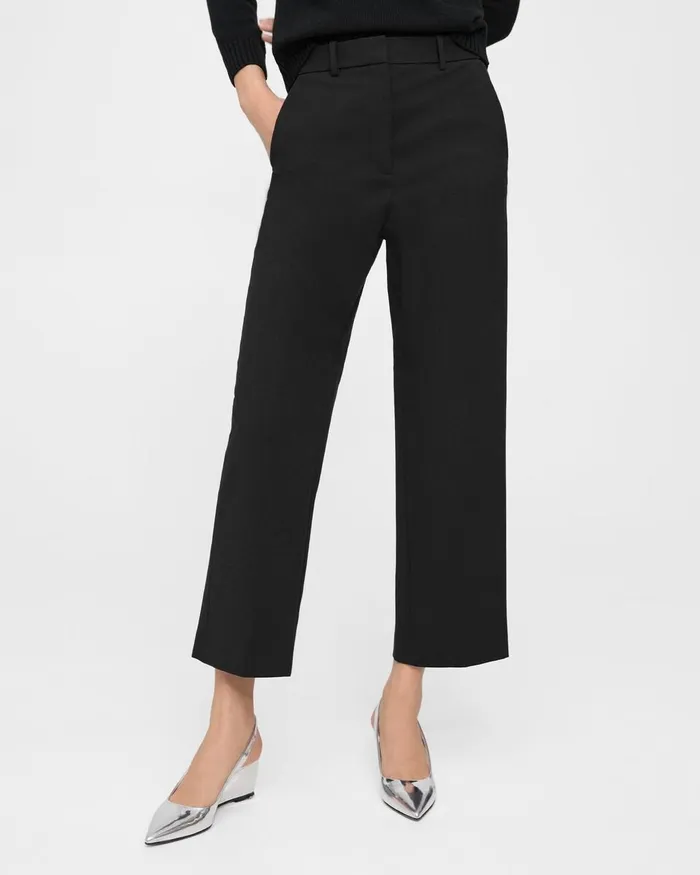 Women Pants Theory HighWaist StraightLeg Pant In Neoteric Twill Black
