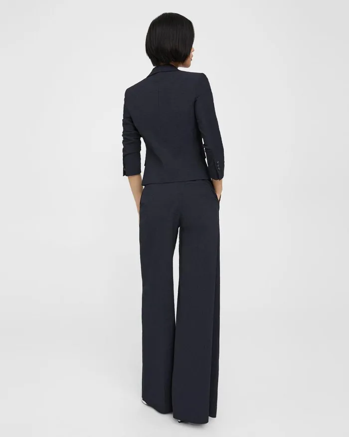 Women Pants Theory HighWaist WideLeg Pant In Seersucker Navy