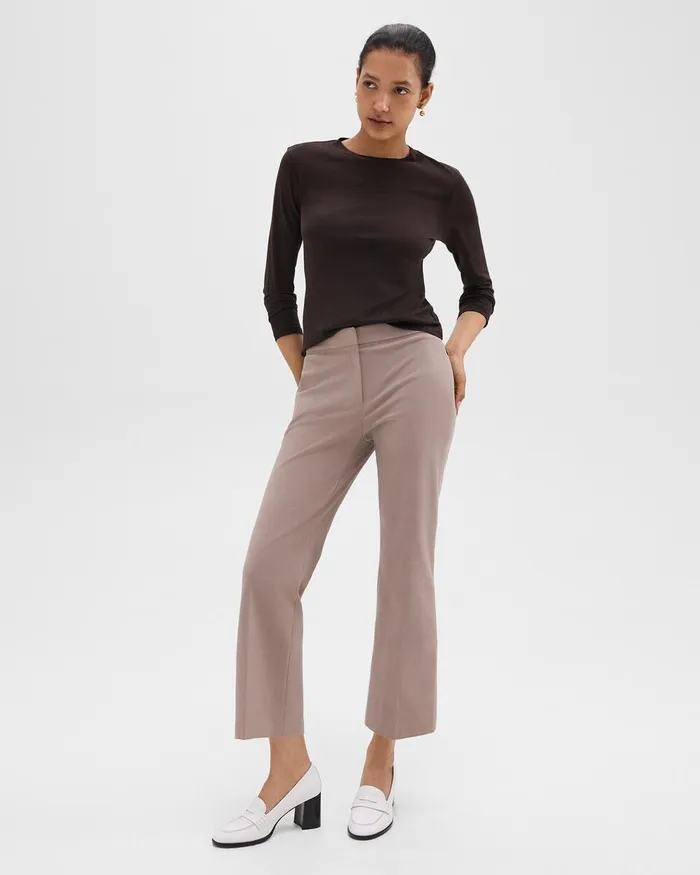 Women Pants Theory Kick Pant In Stretch Cotton Cinder
