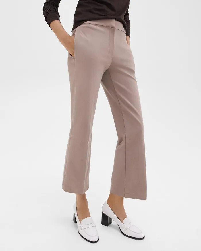 Women Pants Theory Kick Pant In Stretch Cotton Cinder
