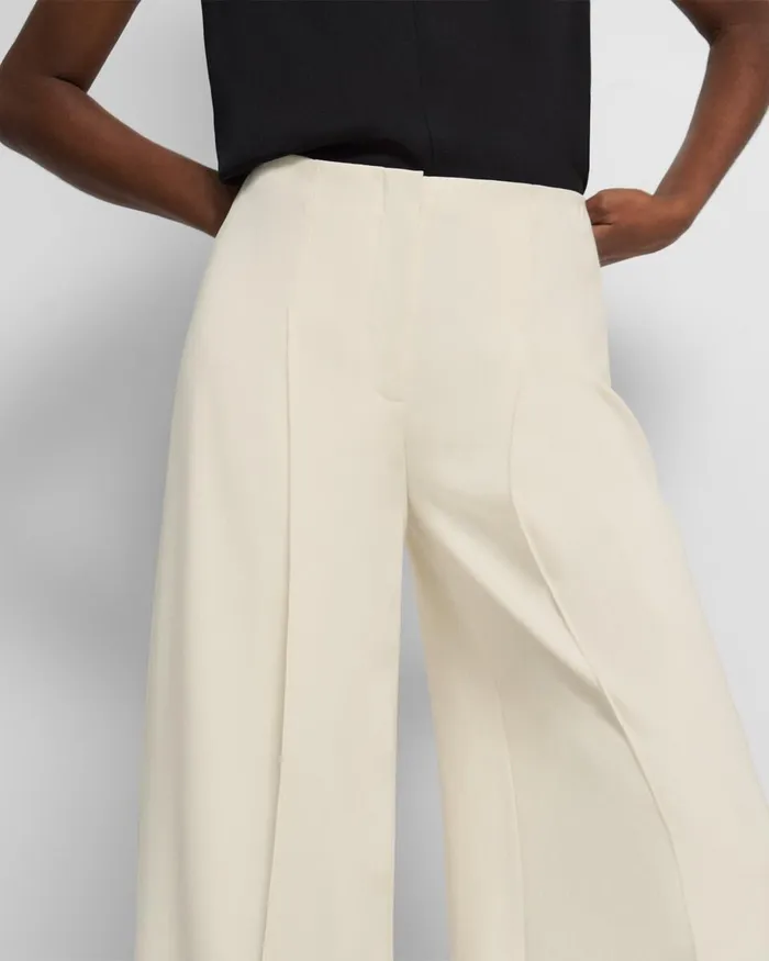 Women Pants Theory Pleated WideLeg Pant In Admiral Crepe Rice