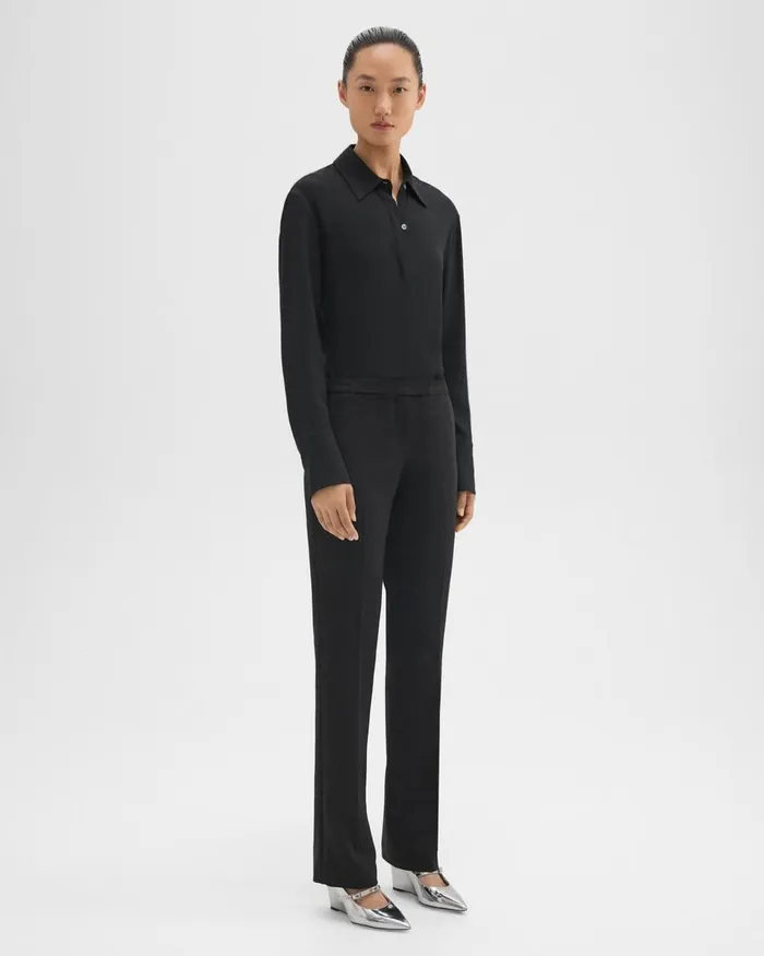 Women Pants Theory Slim LowRise Pant In Double Weave Black