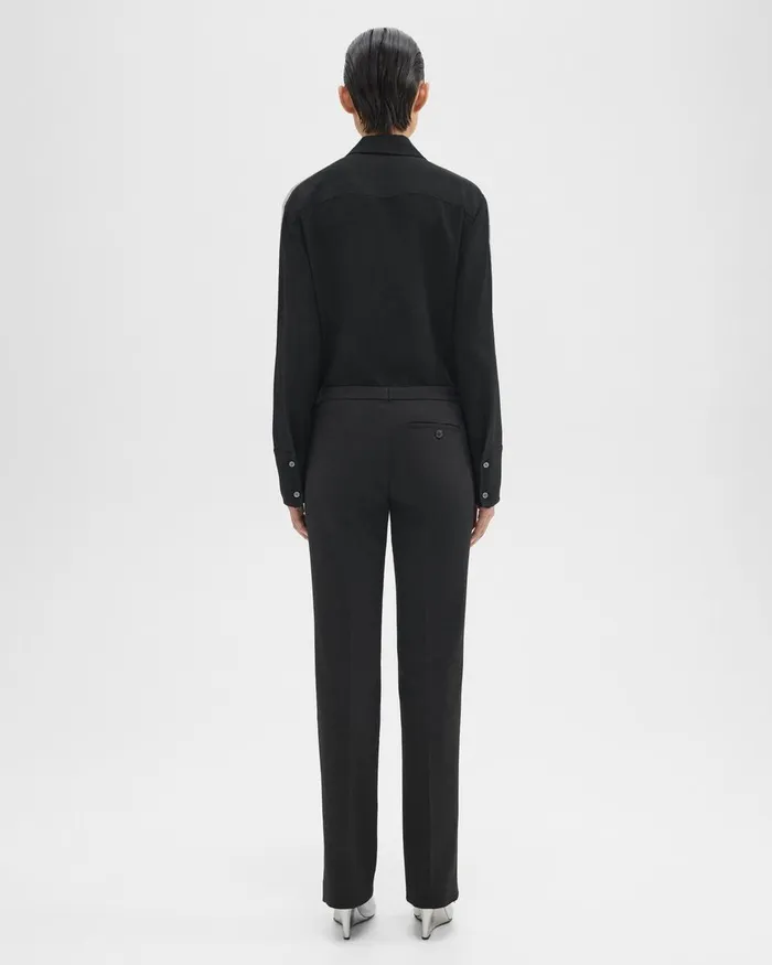 Women Pants Theory Slim LowRise Pant In Double Weave Black