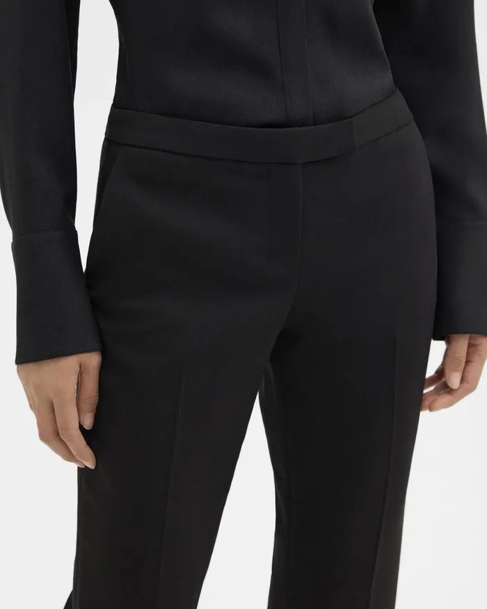Women Pants Theory Slim LowRise Pant In Double Weave Black