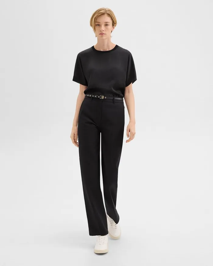 Women Pants Theory Straight Pant In Gabardine Black