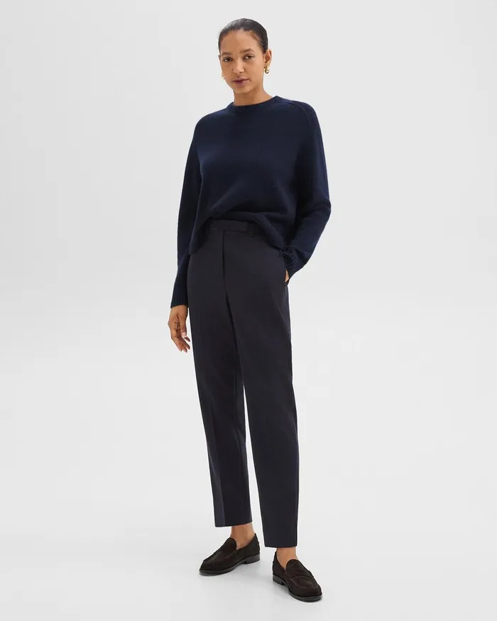 Women Pants Theory Tapered HighWaist Pant In Sleek Flannel Navy