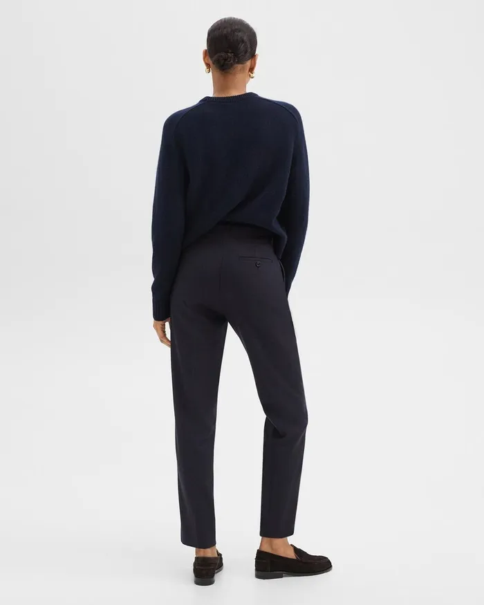 Women Pants Theory Tapered HighWaist Pant In Sleek Flannel Navy