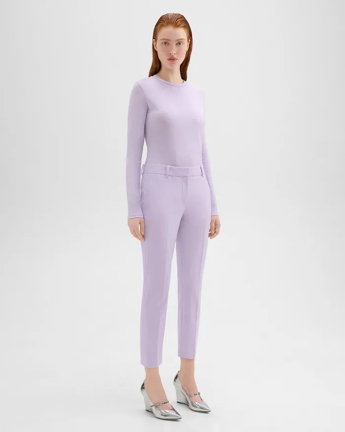 Women Pants Theory Treeca Pant In Good Wool Lilac Sky