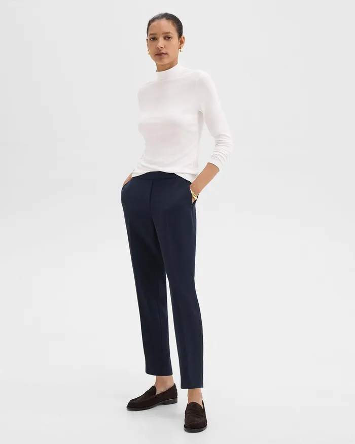 Women Pants Theory Treeca PullOn Pant In Admiral Crepe Nocturne Navy