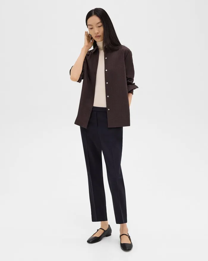 Women Pants Theory Treeca PullOn Pant In Sleek Flannel Navy