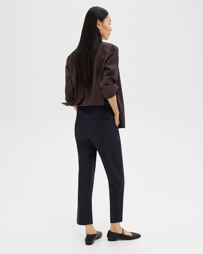 Women Pants Theory Treeca PullOn Pant In Sleek Flannel Navy