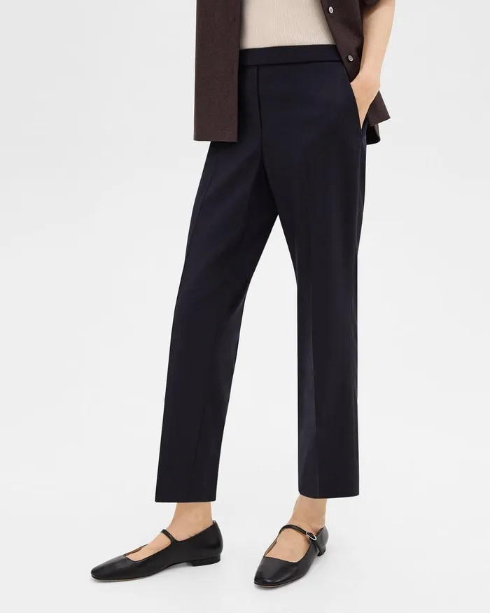 Women Pants Theory Treeca PullOn Pant In Sleek Flannel Navy