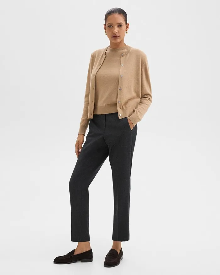Women Pants Theory Treeca PullOn Pant In Sleek Flannel New Charcoal Melange