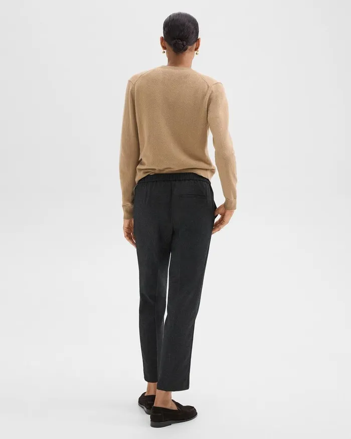Women Pants Theory Treeca PullOn Pant In Sleek Flannel New Charcoal Melange