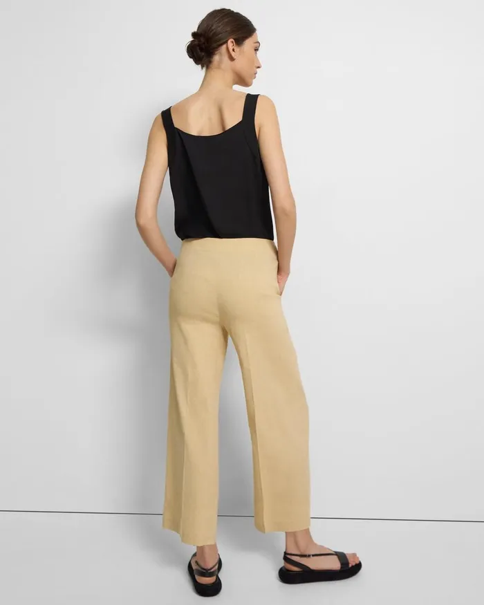 Women Pants Theory Wide Crop Pant In Good Linen Butter Yellow