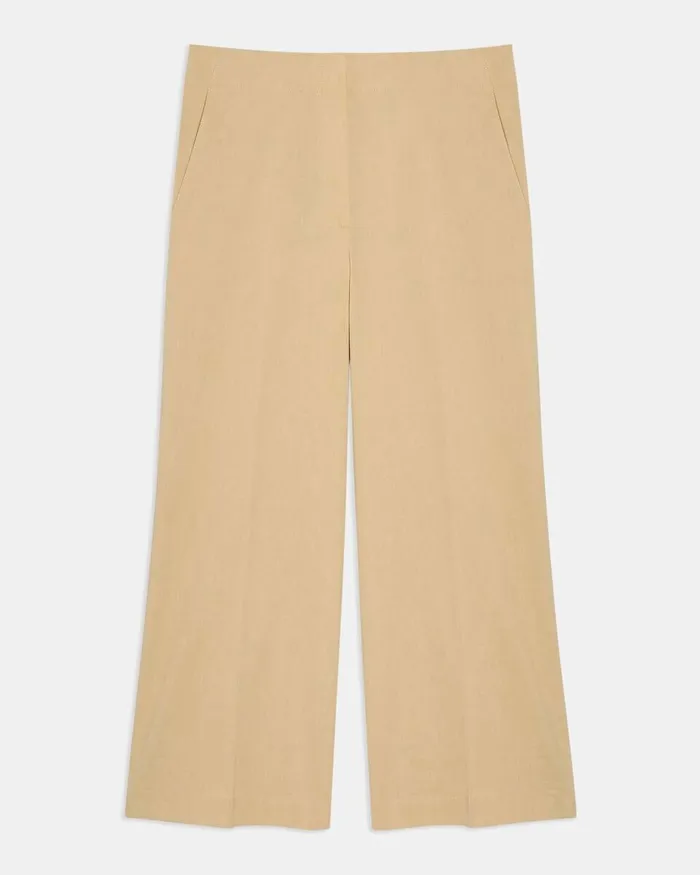 Women Pants Theory Wide Crop Pant In Good Linen Butter Yellow