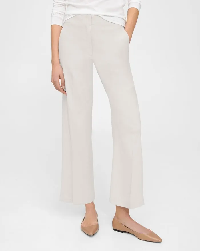 Women Pants Theory Wide Crop Pant In Good Linen Sand