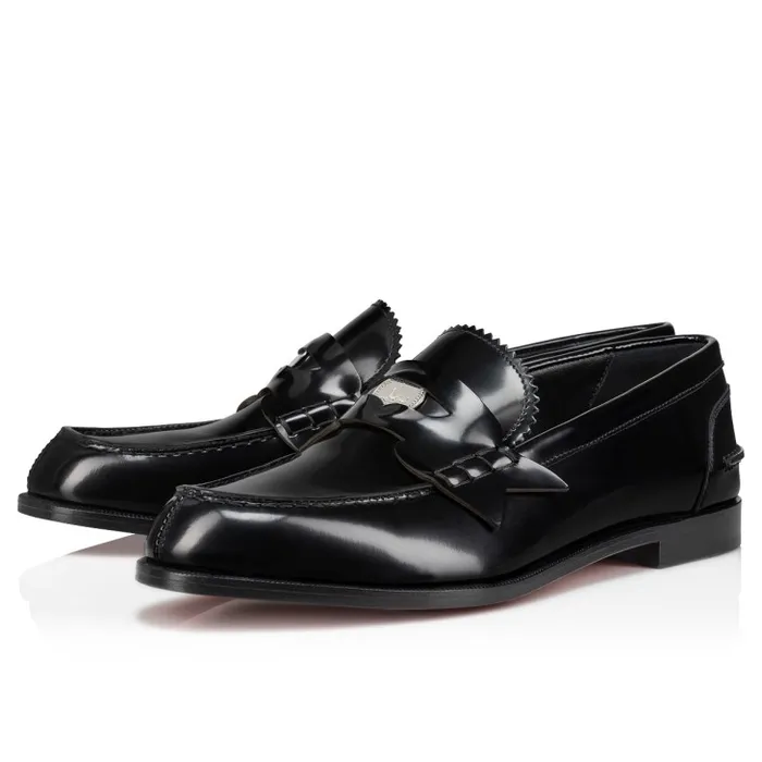 Women Penny Loafers 8211 Abrasivato Calf Leather 8211 Black Christian Louboutin Flats and Loafers