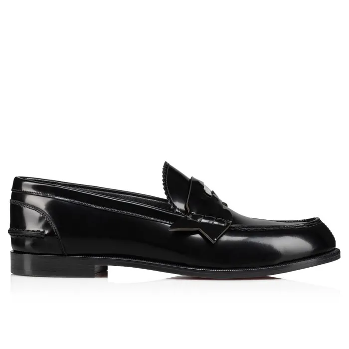 Women Penny Loafers 8211 Abrasivato Calf Leather 8211 Black Christian Louboutin Flats and Loafers