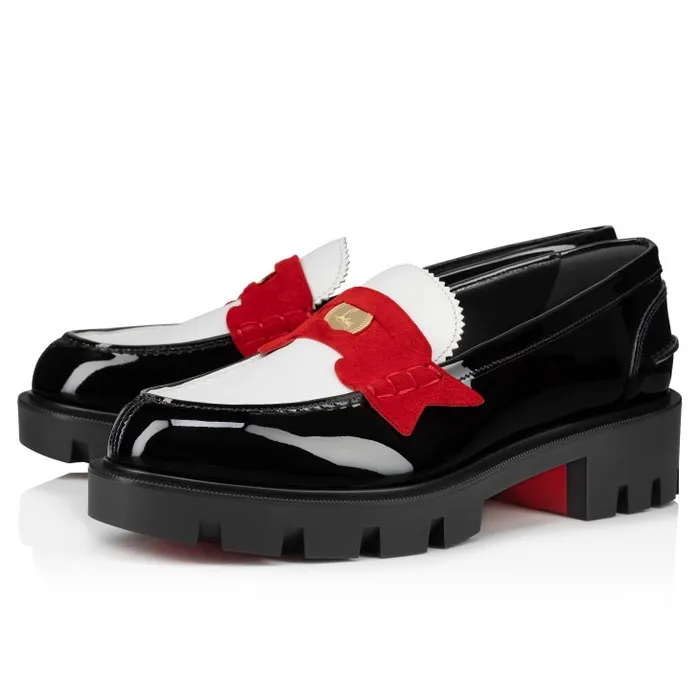 Women Penny Lug Loafers 8211 Calf Leather And Patent Leather 8211 Multicolor Christian Louboutin Flats and Loafers