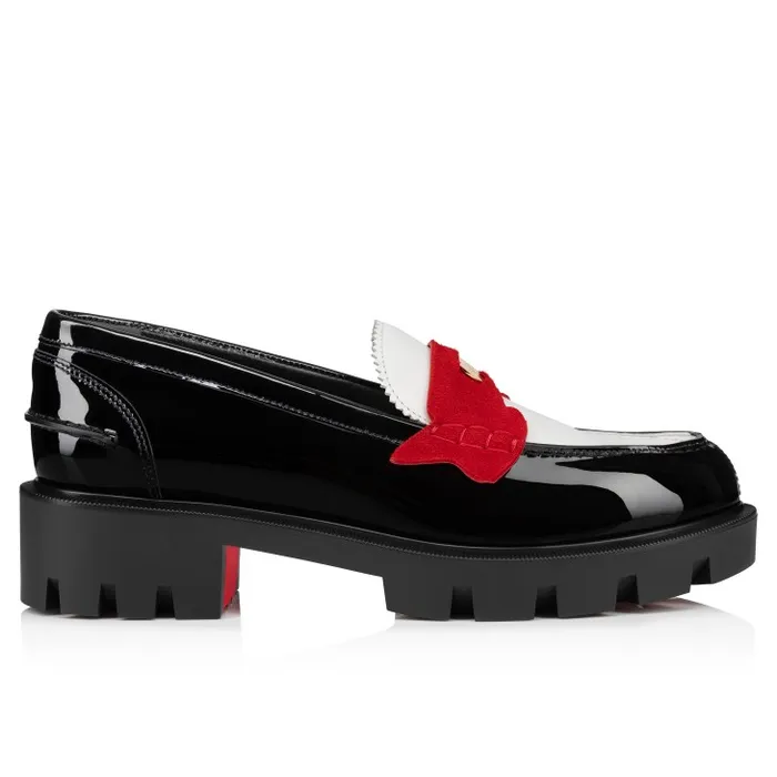 Women Penny Lug Loafers 8211 Calf Leather And Patent Leather 8211 Multicolor Christian Louboutin Flats and Loafers