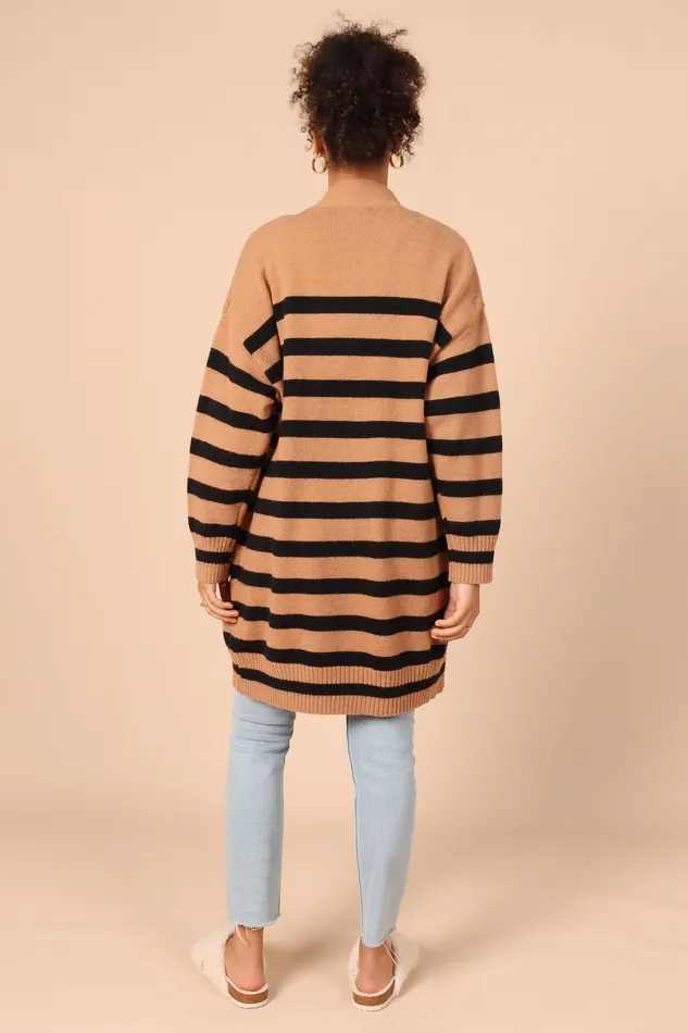Women petalandpup Julie Cardigan 8211 Tan Stripe Tan Stripe Knitwear