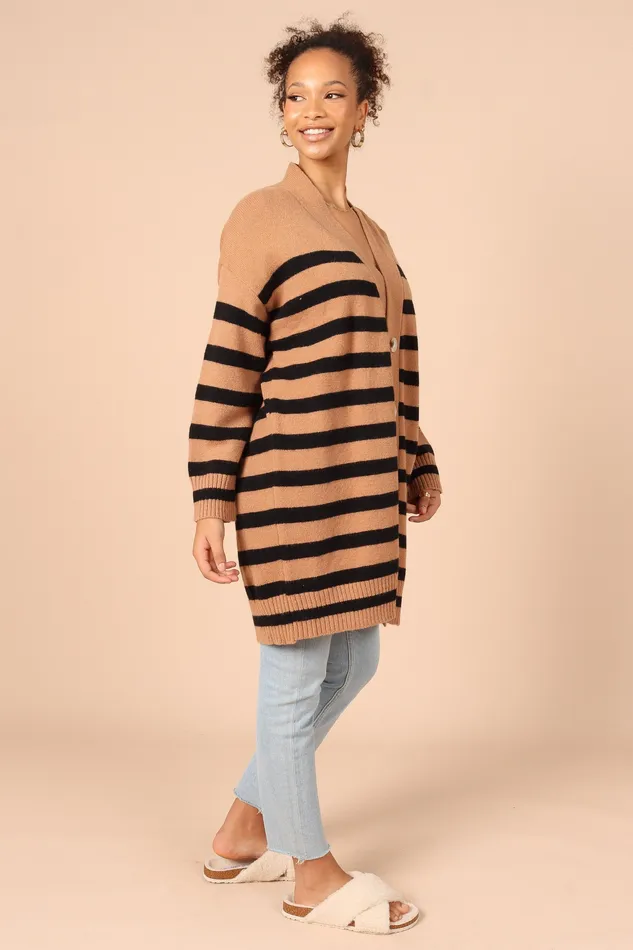 Women petalandpup Julie Cardigan 8211 Tan Stripe Tan Stripe Knitwear