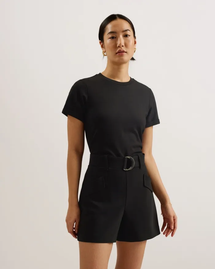 Women PLARA 8211 Short Sleeve Belted Cargo Playsuit Black Ted Baker Jumpsuits and Playsuits
