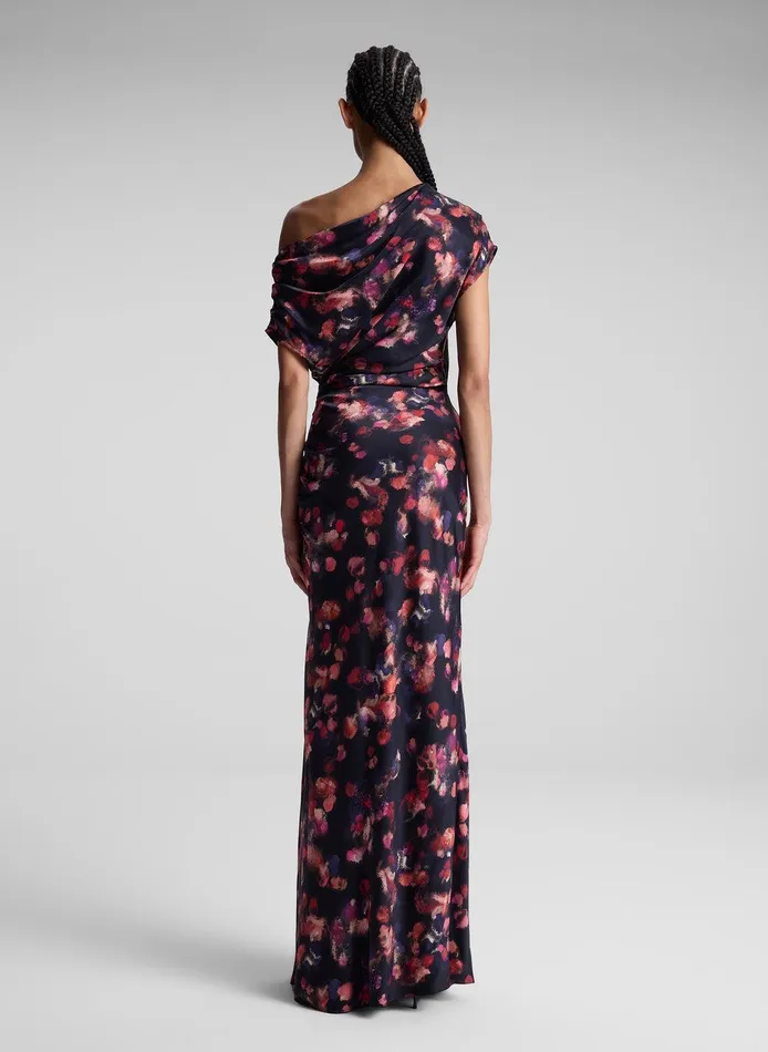 Women Poppy Stretch Silk Gown Navy Multi ALC Dresses