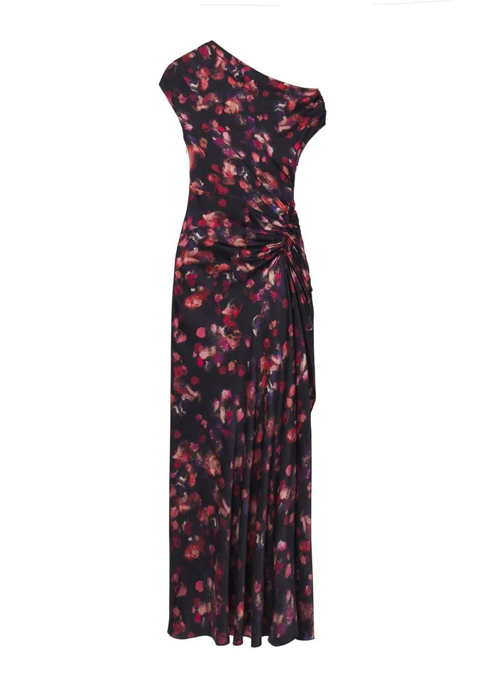 Women Poppy Stretch Silk Gown Navy Multi ALC Dresses
