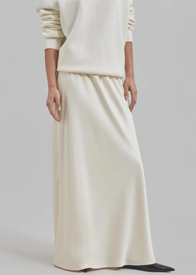 Women Priscilla Maxi Satin Skirt 8211 Cream The Frankie Shop Bottoms