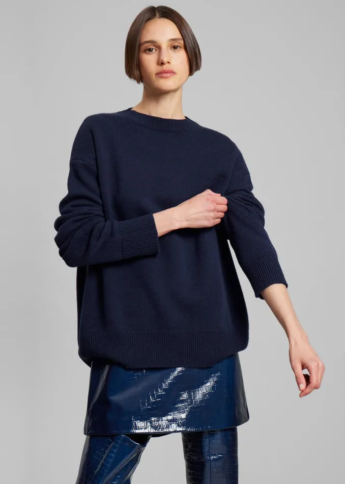 Women Rafaela Padded Knit Sweater 8211 Navy The Frankie Shop Knitwear