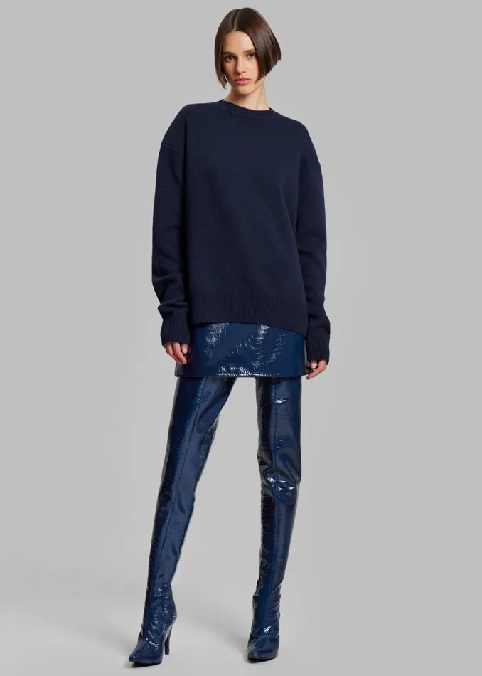 Women Rafaela Padded Knit Sweater 8211 Navy The Frankie Shop Knitwear