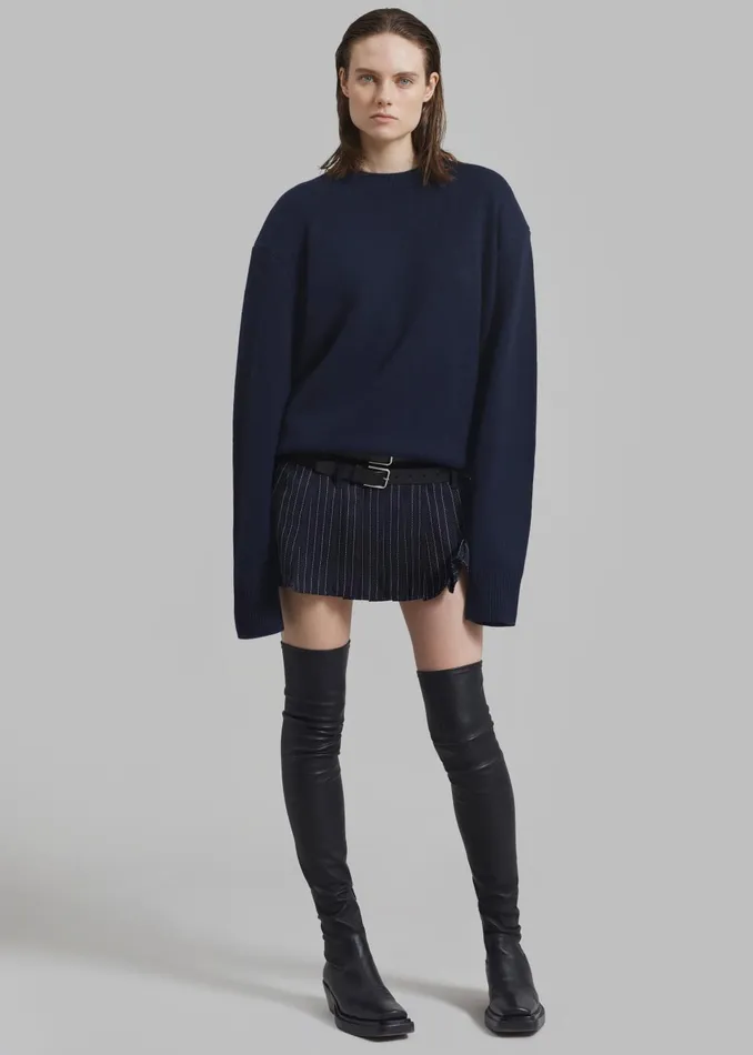 Women Rafaela Padded Knit Sweater 8211 Navy The Frankie Shop Knitwear