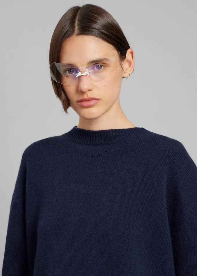 Women Rafaela Padded Knit Sweater 8211 Navy The Frankie Shop Knitwear