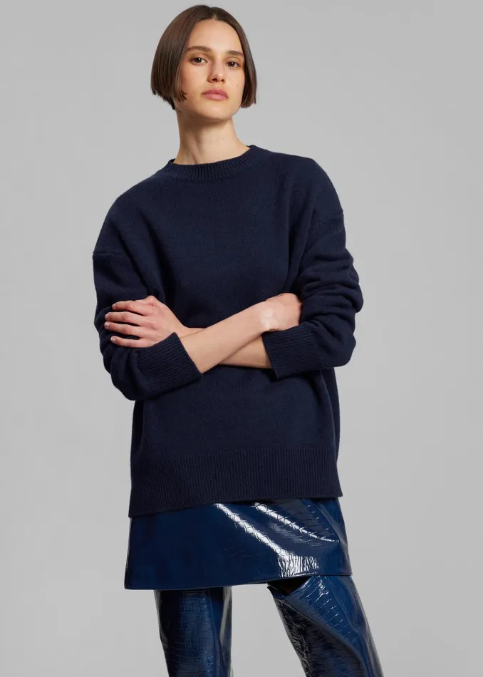 Women Rafaela Padded Knit Sweater 8211 Navy The Frankie Shop Knitwear