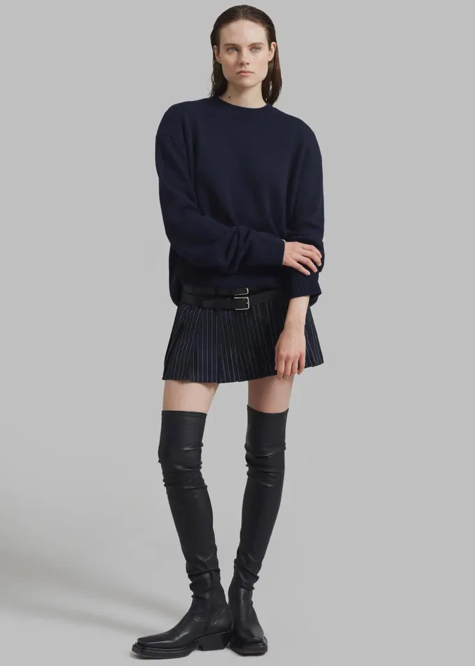 Women Rafaela Padded Knit Sweater 8211 Navy The Frankie Shop Knitwear
