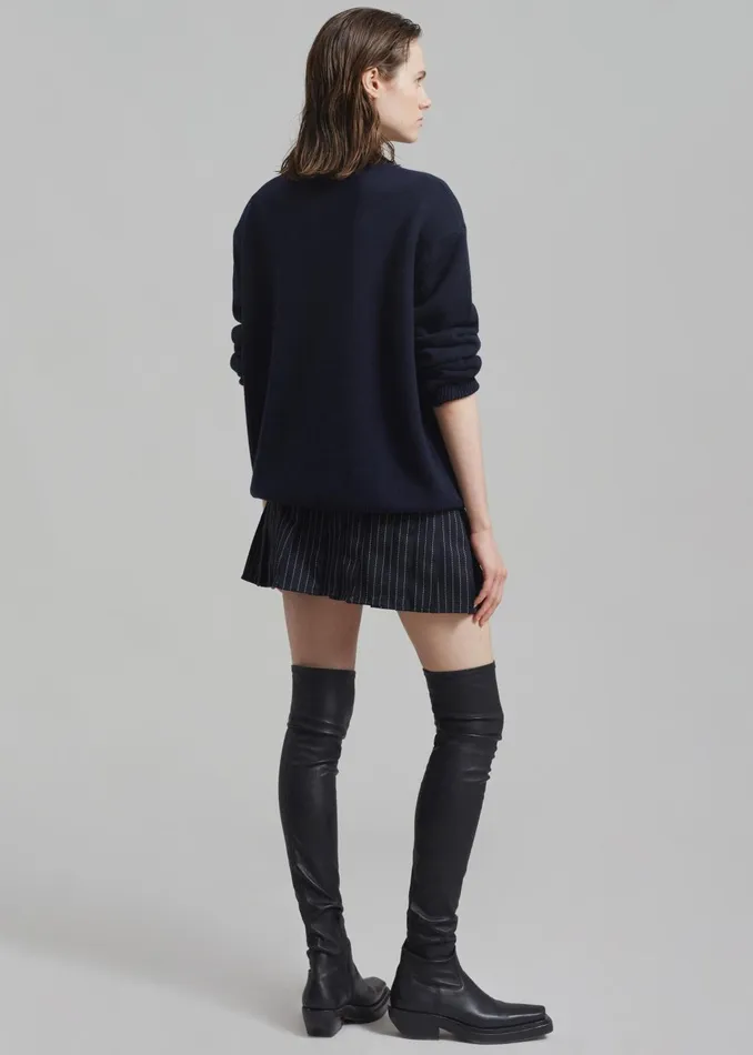 Women Rafaela Padded Knit Sweater 8211 Navy The Frankie Shop Knitwear