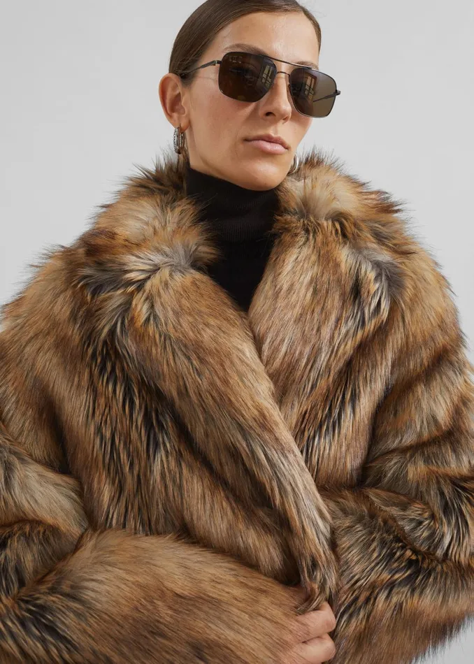 Women Rella Faux Fur Coat 8211 Camel The Frankie Shop Outerwear