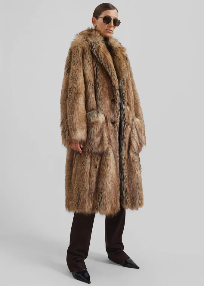 Women Rella Faux Fur Coat 8211 Camel The Frankie Shop Outerwear