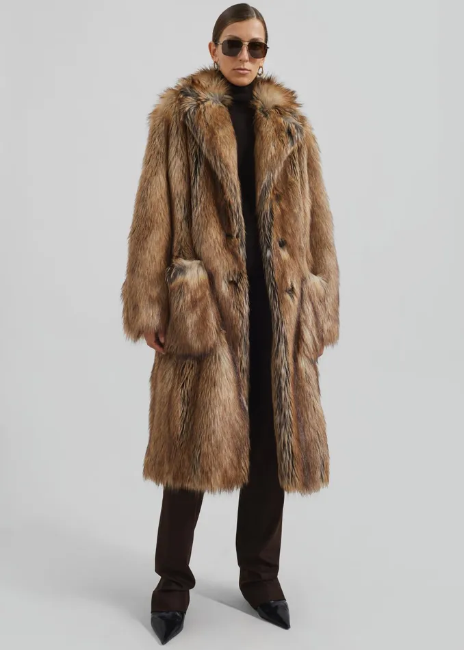 Women Rella Faux Fur Coat 8211 Camel The Frankie Shop Outerwear