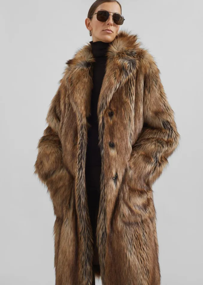 Women Rella Faux Fur Coat 8211 Camel The Frankie Shop Outerwear