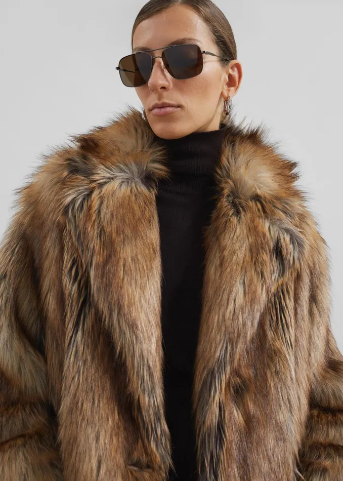 Women Rella Faux Fur Coat 8211 Camel The Frankie Shop Outerwear